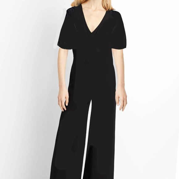 Ladies XS Velour Dressy Jumpsuit, Black with Subtle Jewel Tone, Beautiful - Picture 1 of 2